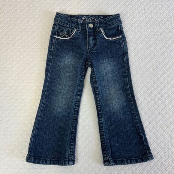 Levis Girls 2T Toddler Embroidered Fare Bell Bottom Embroidered Sequin Jeans - Picture 2 of 13